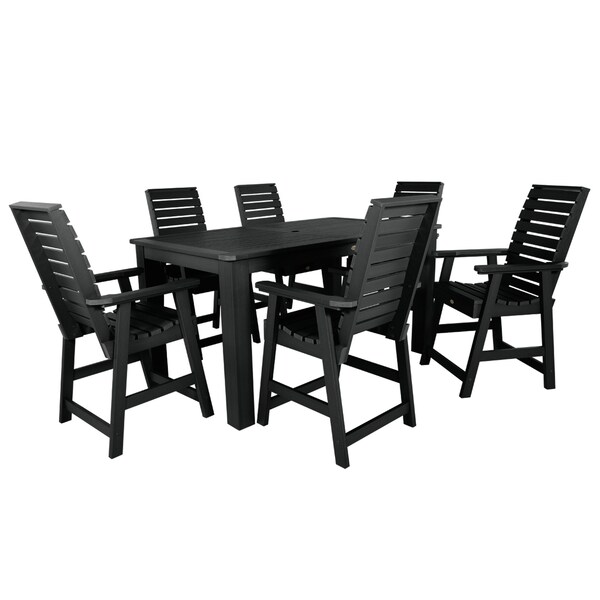 Highwood Usa Weatherly 7pc Rectangular Counter Height Outdoor Patio Furniture Dining Set 72 x 42 AD-ST7WL2CO4BA-BKE - main